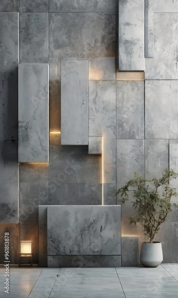 Fototapeta wall with plant in it and some lights on