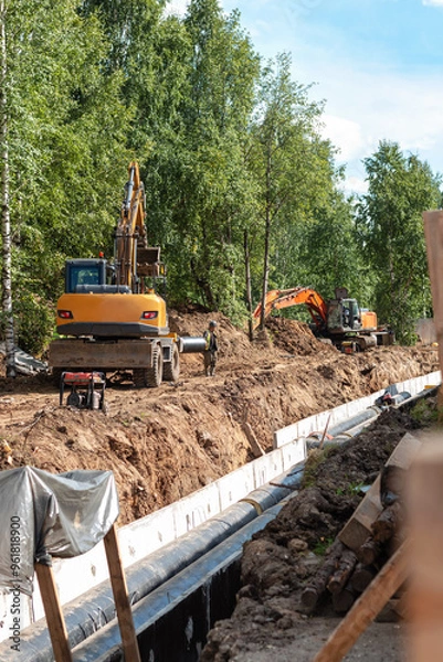 Obraz A pipeline is being replaced on the street.