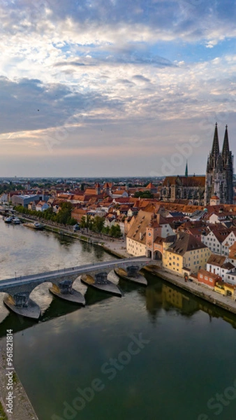Obraz Panoramablick über die Altstadt von Regensburg