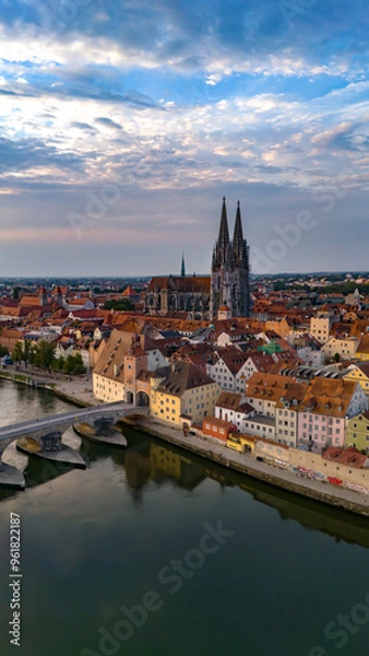 Obraz Panoramablick über die Altstadt von Regensburg