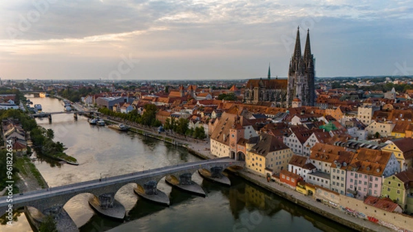 Obraz Panoramablick über die Altstadt von Regensburg