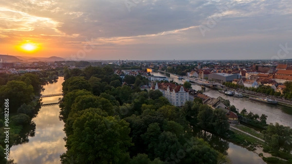 Obraz Panoramablick über die Altstadt von Regensburg