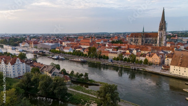 Obraz Panoramablick über die Altstadt von Regensburg
