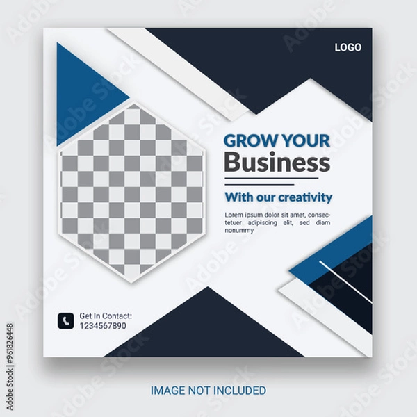 Obraz Creative Business Social Media Post Layout With White Background. With Free Mock-Up