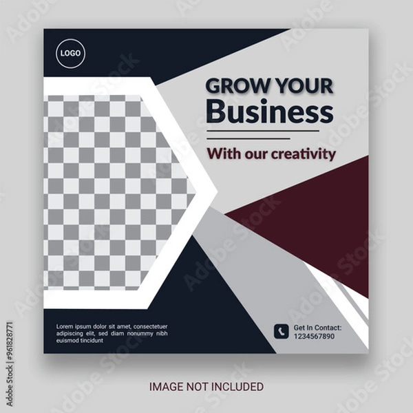 Obraz Creative Business Social Media Post Layout With White Background. With Free Mock-Up