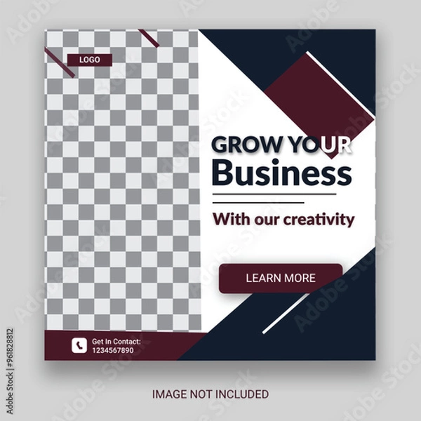 Obraz Creative Business Social Media Post Layout With White Background. With Free Mock-Up