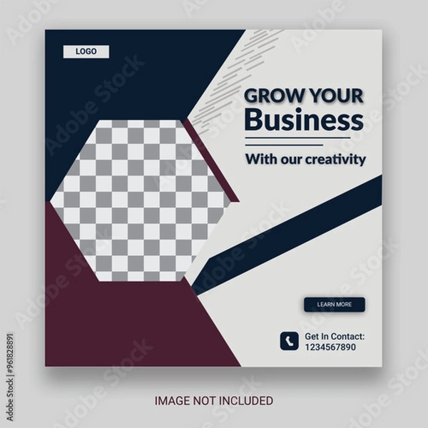 Obraz Creative Business Social Media Post Layout With White Background. With Free Mock-Up