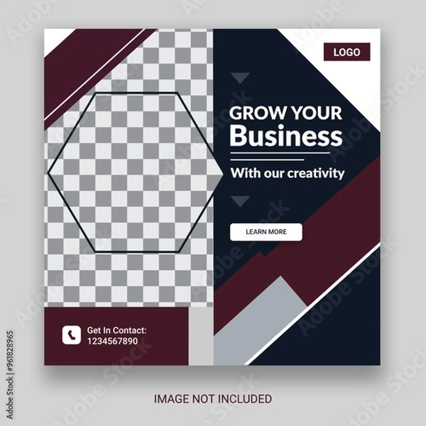 Obraz Creative Business Social Media Post Layout With White Background. With Free Mock-Up