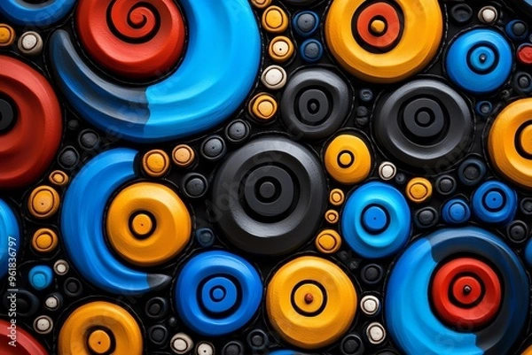 Fototapeta African pattern, spirals and swirls, continuous movement symbolize cycles of life, renewal, and spiritual growth