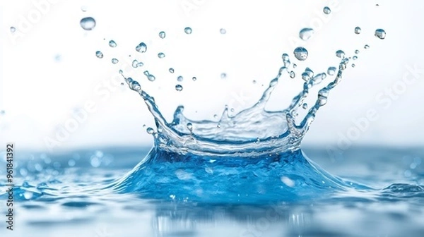 Fototapeta Refreshing Splash water exploding in a burst of droplets against a pure white background 