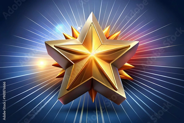 Fototapeta Dynamic Abstract Glowing Star with Radiant Light Rays Against Deep Gradient Background Celebrating Hari Pahlawan - Vibrant Digital Art Photo Stock Concept