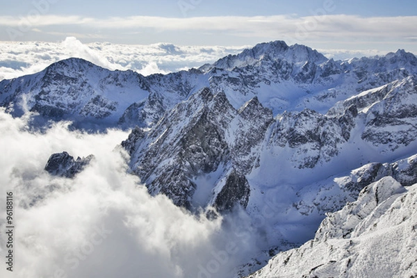 Fototapeta view from Lomnicky peak in Tatra Mountains Slovakia winter 