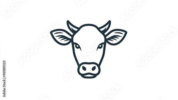 Fototapeta A simple line-drawn cow icon, ideal for modern, minimalist designs.