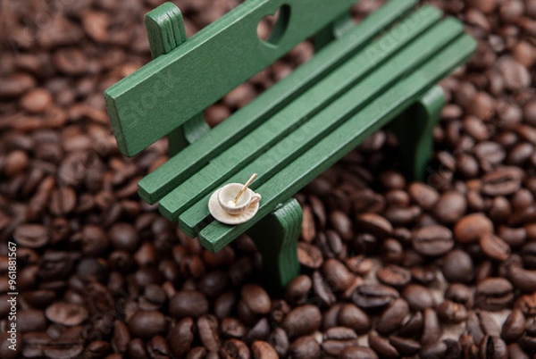 Obraz image of bench coffee bean mug