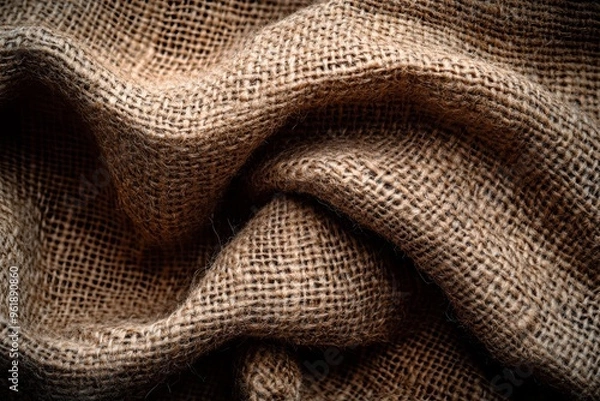 Fototapeta A detailed rustic burlap texture background with a coarse fabric weave, perfect for organic and natural product displays and presentations