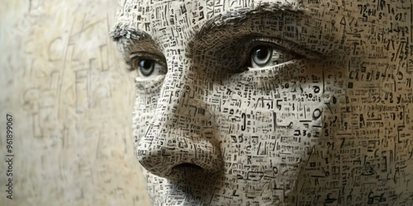 Fototapeta A close-up of a face made of text.