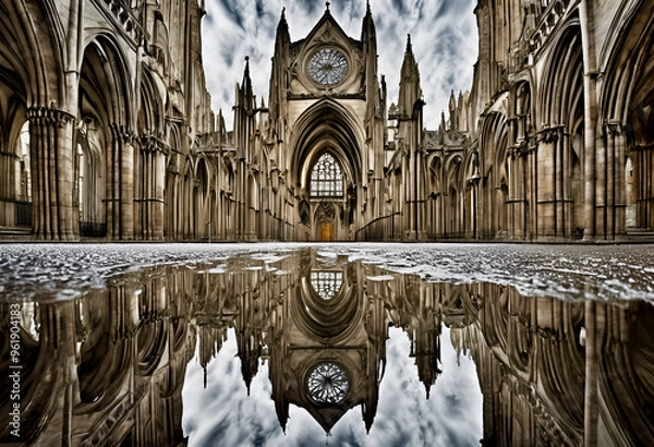 Obraz cathedral reflected in a puddle