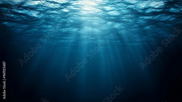 Fototapeta Captivating underwater scene illuminated by sunlight, showcasing the serene depths of the ocean