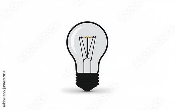 Fototapeta Minimalist Black Light Bulb Vector Graphic on White Background - High Resolution Illustration with Filament and Base Detail
