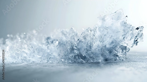 Obraz 3D Floating Frost Crystal with Abstract Chill Effect and Copy Space for Winter Timelapse - Intricate Patterns Captured in Mid Air