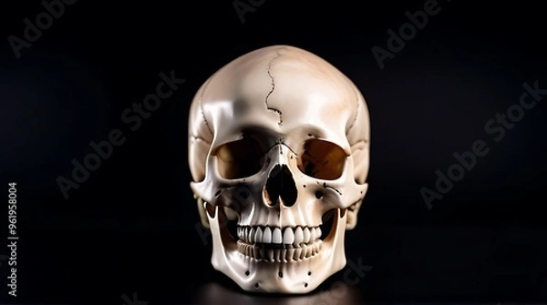 Obraz human skull teeth black background