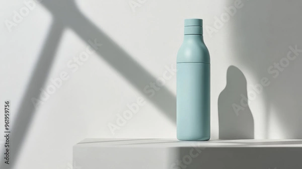 Fototapeta Blue Bottle with Shadow.