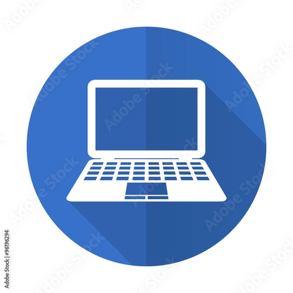 Fototapeta computer blue flat desgn icon with shadow on white background