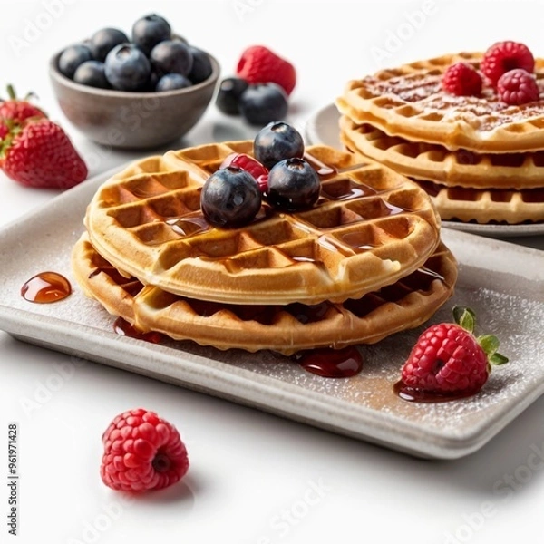 Obraz waffles with raspberries