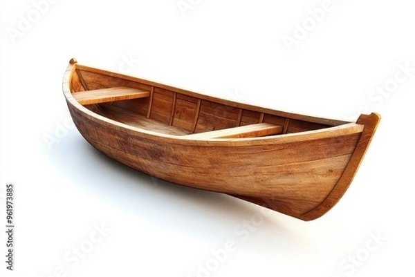 Fototapeta Wooden rowboat on white background