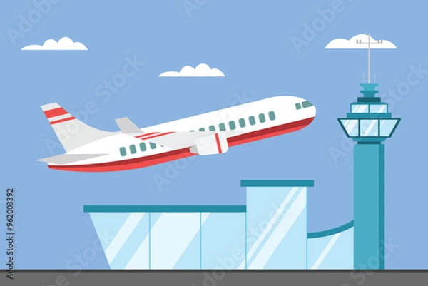 Obraz Air plane concept. Colored flat vector illustration isolated.