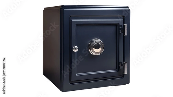 Fototapeta Black safe with a combination lock, isolated on transparent background.