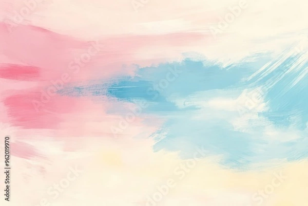 Fototapeta Abstract Painting with Pink, Blue, and Yellow Strokes