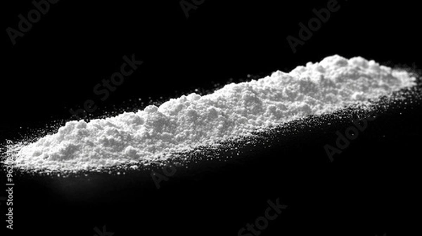 Obraz white powder scattered on a black background, symbolizing chaos, disruption, and the uncontrollable nature of life. The sharp contrast evokes emotions of uncertainty and unpredictability