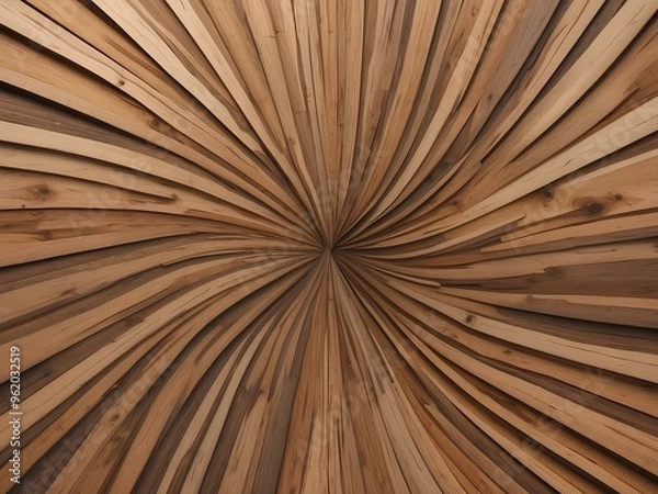 Obraz wavy design made from natural wood featuring unique details radiating from the center