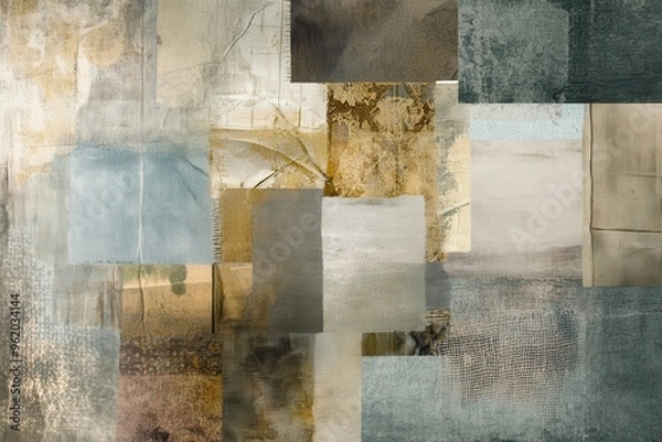 Fototapeta Abstract Geometric Composition with Earthy Tones and Textured Surfaces