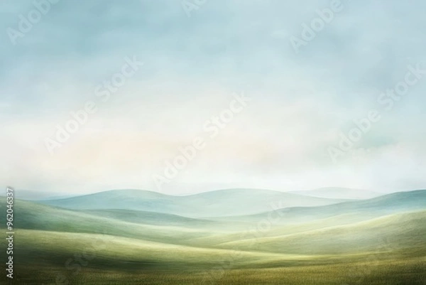 Fototapeta Rolling Hills Under a Misty Sky