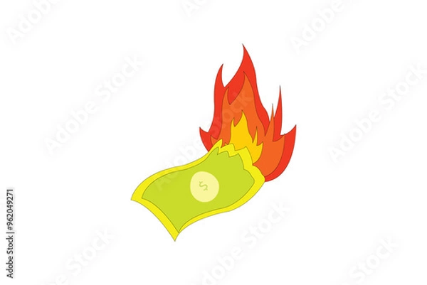 Obraz burning money with fire business icon illustration vector design