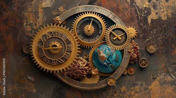 Fototapeta old clock mechanism