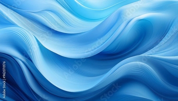 Fototapeta Soft blue waves undulate in an abstract pattern, creating a serene and rhythmic texture background.
