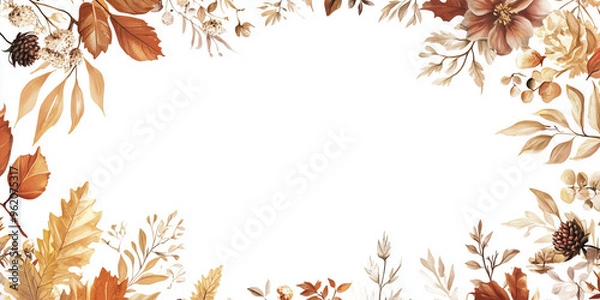 Fototapeta Create a journal frame made of an autumn floral page