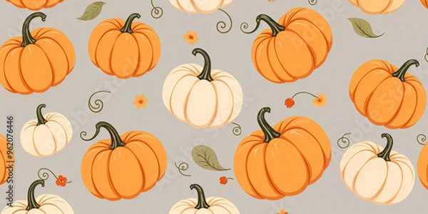 Fototapeta seamless pattern with pumpkins