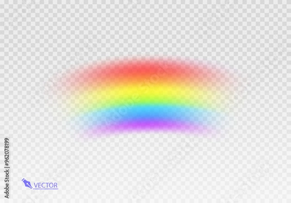Fototapeta Graphic rainbow with transparent background  Shape arch realistic isolated on white transparent background. Colorful light and bright design element Vector illustration