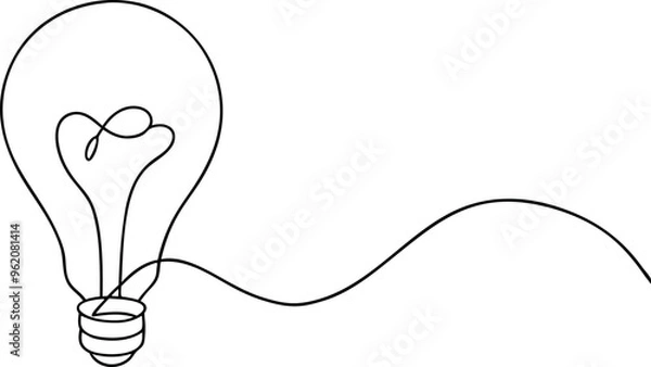 Fototapeta Continuous one line drawing  light bulb concept