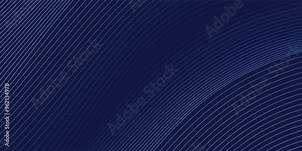 Fototapeta Abstract glowing wave lines on dark blue background. Dynamic wave pattern. Modern flowing wavy lines. Futuristic technology concept.