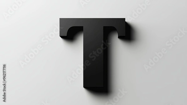 Fototapeta A 3D letter "T" isolated on a white background, symbolizing the alphabet.