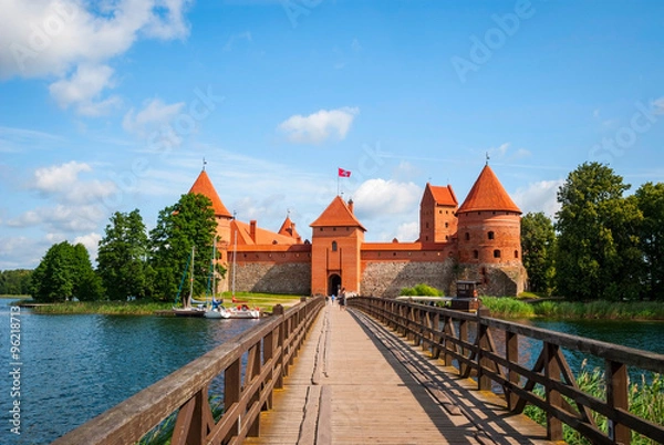 Obraz Bridge to Trakai castle, Lithuania