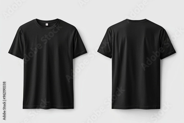 Fototapeta Black Tshirt Mockup Front and Back Isolated created with Generative AI