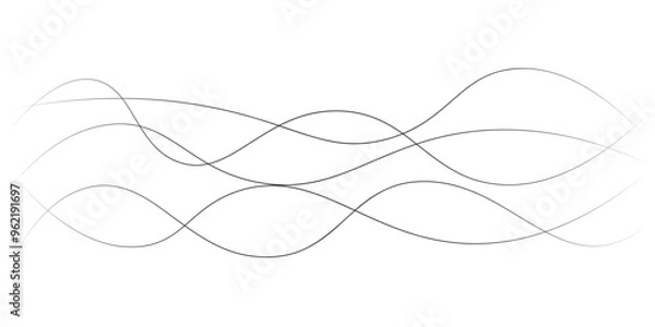 Obraz abstract wavy curved lines on white background with different transparency. Vector pattern in flat style