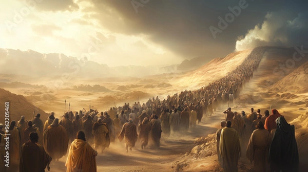 Obraz Massive Exodus of Israelites Led Through the Desert After Liberation