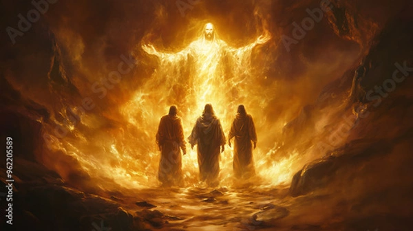 Obraz Shadrach, Meshach, Abednego in the Fiery Furnace